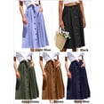thumbnail image 5 of Hanerdun Womens A-Line Skirts Casual Elastic Waist Midi Skirt with Pockets Green L, 5 of 5