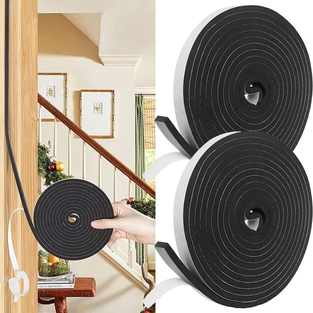 Cinta de sellado de espuma, Sellado Puerta Ventana, Burlete autoadhesivo de goma de neopreno para puertas y ventanas, Insonorización, puerta corrediza (12mm x 3mm x 20m)