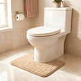 thumbnail image 5 of Bathroom Rugs Sets 2 Piece , Minimalist, Non Slip Washable Bath Mat and U-Shaped Toilet Rug (Beigh), 5 of 7