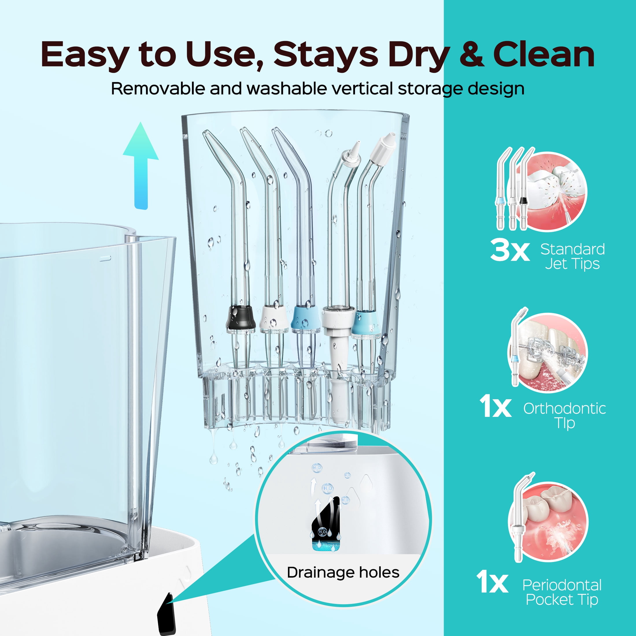COSLUS EX2 Water Flosser for Teeth,Water Dental Flosser Pick for Teeth,2 Modes & 12 Pressure Settings,600ML,5 Jet Tips for Multiple Users ,White