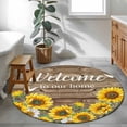 thumbnail image 4 of Welcome to Round Area&nbsp;Rug 3ft Our Home Wood Grain Farmhouse Sunflowers Butterfly Non-Slip&nbsp;Washable Circle Rugs Soft Felt Indoor Floor Mat for Bedroom Kitchen Living Room Bathroom, 4 of 9