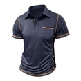 thumbnail image 2 of Golf Shirts for Men with Pocket Short Sleeve Button Collared Tshirts Shirt Mens Casual Color Block Pullover Breathable Going-Out Workout Tees Tops, 2 of 7
