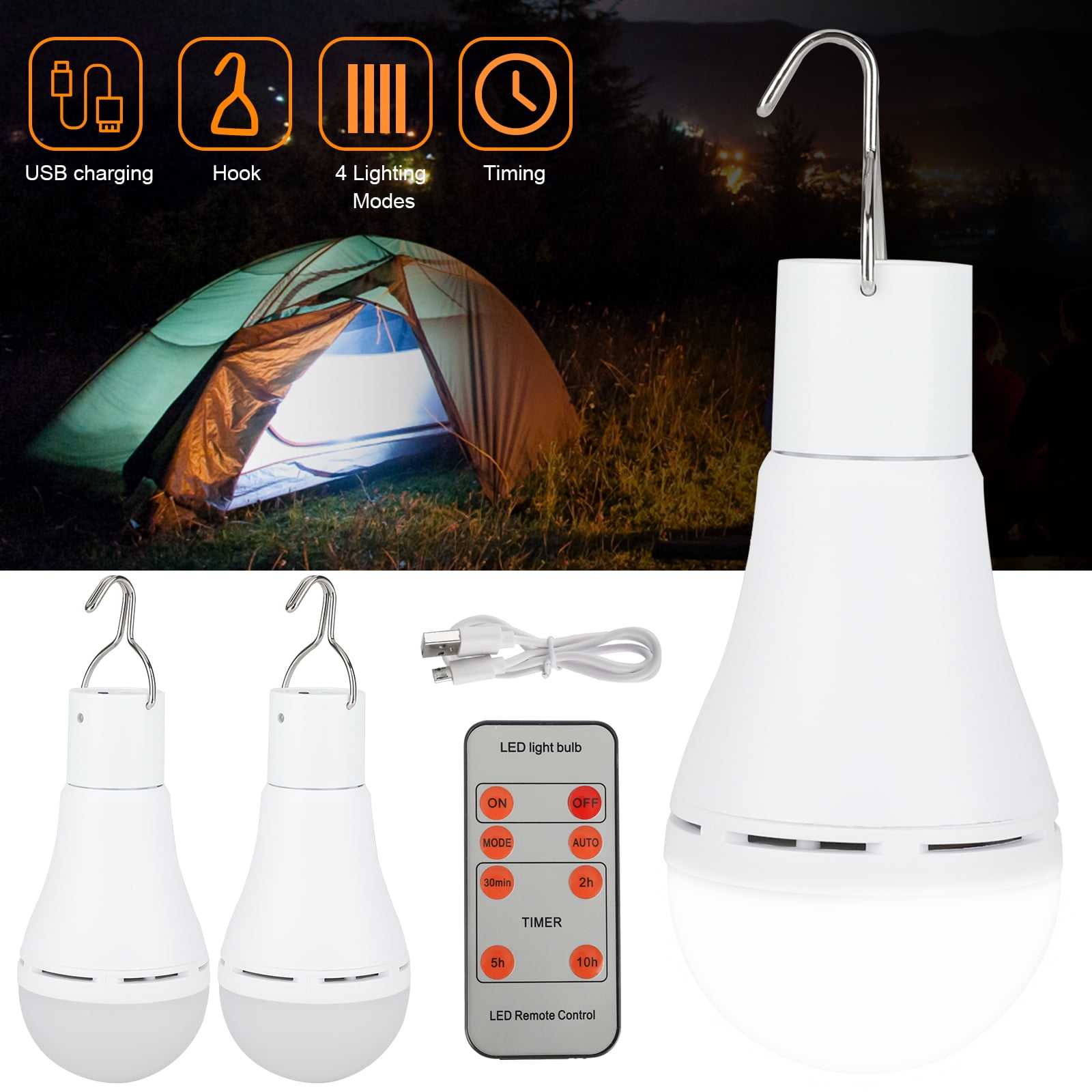 USB Rechargeable Solar Powered Shed Light LED Portable Outdoor Tent Camping Lamp 