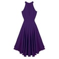 thumbnail image 6 of YiZYiF Womens Halter Neck High Low Bridesmaid Dress Chiffon Cocktail Party Flare Dress Purple 10, 6 of 7