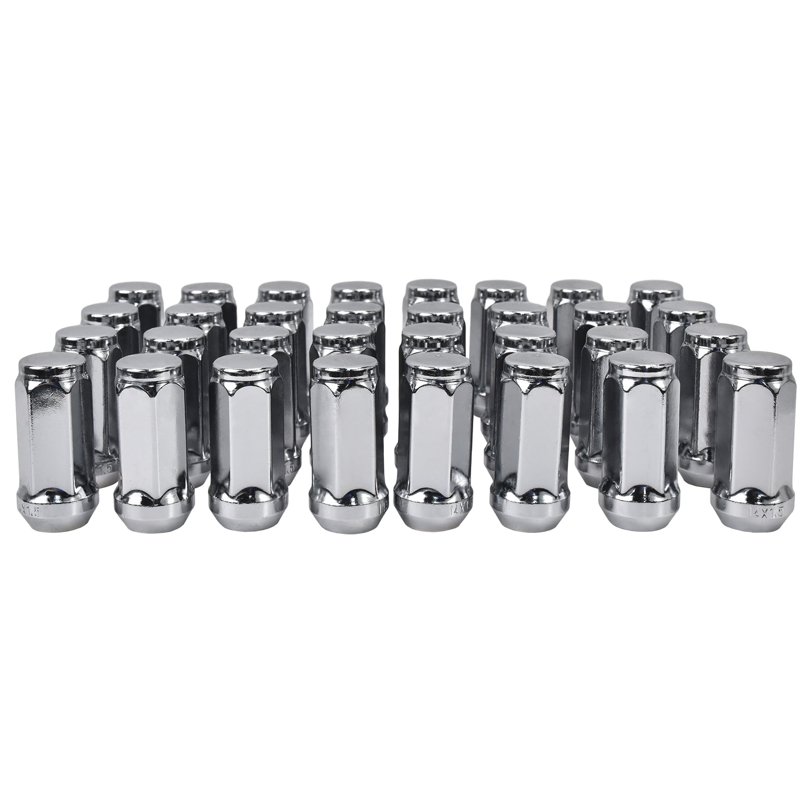 Hex Autoparts 32PCS 14x1.5 Chrome Lug Nuts for Chevrolet GMC Silverado Sierra 2500 HD 1999-2023