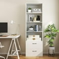 thumbnail image 4 of 4 Shelf Bookcase with Drawers, Tall Bookshelves and Bookcases, Vertical Bookshelf Tower, Wood Storage Shelves, Modern Book Shelf for Bedroom, Living Room, Home Office (White, 74''H), 4 of 9