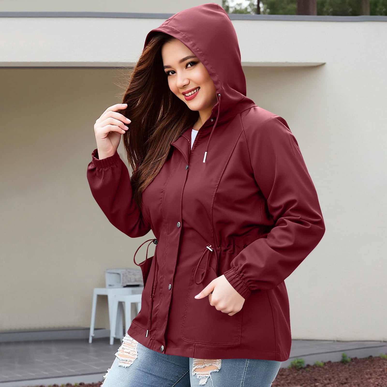 AnnSemo Veste De Pluie Imperméable Pour Femme Avec Capuche, Manteau D