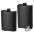 thumbnail image 1 of Paquete de 2 Petacas para Licor, Petacas Finas a Prueba de Fugas de Acero Inoxidable de 8 Onzas con Embudo para Hombres y Mujeres (Negro Mate), 1 of 5