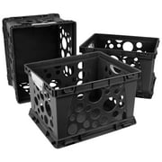 Storex Large Storage and Filing Crates with Comfort Handles,Black/White (3 units/pack)