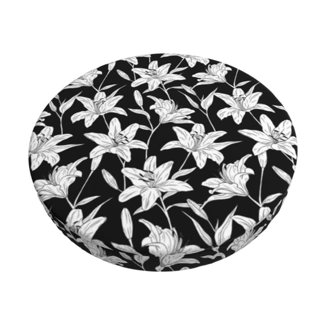 Balery Lilies Flowers Fundas de asiento para taburete de bar redondo de tela de terciopelo ajustables que protegen de arañazos y manchas para sillas de 14 a 17 pulgadas.-12 inch