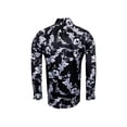 thumbnail image 3 of Mens Oscar Banks Brand Name Turkey Shirt Satin Floral European 6425 Black white, 3 of 5