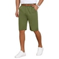 thumbnail image 4 of INSPIRE CHIC Men's Linen Pleated with Pockets Above Knee Casual Shorts 32 Olive Green, 4 of 6