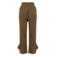 thumbnail image 6 of Cotton and Linen Casual Pants for Womens Plus Size Solid Color Elastic Waist Irregular Pants With Pockets At The Bottom Of The Pants Up to 65% off!, 6 of 8