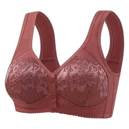 BangWanChi Wireless Bras for Women Cotton Womens Solid Lace Lingerie Bras Plus Size Underwear Bralette Bras Comfortable Bra Wine 50