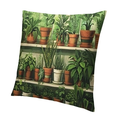 

QCPP Plant Green Botanical Vintage Plants Wood Short Plush Pillowcase 1 Piece Set for Car Couch Bedroom Home Decor 24x24in