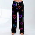 thumbnail image 5 of Hearthz Valentines Pajamas for Women Pants Love Heart Graphic Pajama Pants Womens Drawstring Wide Leg Holidays Sleep Pants Women, 5 of 7
