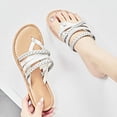 thumbnail image 5 of Women's Casual Flat Slide Sandals Criss Cross Strappy Open Toe Beach Thong Sandals., 5 of 6