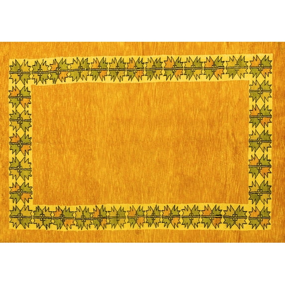 Ahgly Company Indoor Rectangle Abstract Yellow Modern Area Rugs, 2' x 4'
