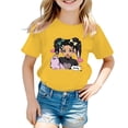 thumbnail image 1 of PMVFHDE Hauts à Manches Courtes pour Filles Hauts Mignons pour Filles Tendance Hauts d'Été pour Filles Robe T-Shirt Mignonne Graphique Col Rond Manches Courtes T-Shirt Décontracté d'Été Jaune, 11-12 Ans, 1 of 5