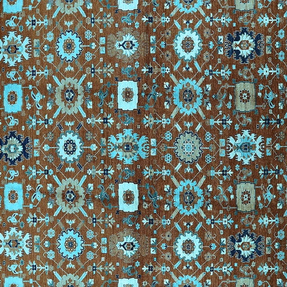 Ahgly Company Indoor Square Oriental Light Blue Industrial Area Rugs, 5' Square