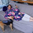 thumbnail image 3 of Wearable Oversized Blanket,Pioneer Flower Floral Print Pattern Wearable Blanket Hoodie for Adults,Cozy Hooded Blankets with Super Pockets,Super Warm Fuzzy Pullover for Women & Men, 3 of 6