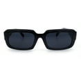 thumbnail image 5 of Womens Narrow Rectangle Mod Luxury Geometric Bevel Cut Arm Sunglasses All Black, 5 of 8