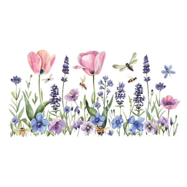 decorativos florales para pared, adhesivos florales autoadhesivos, floral para fiestas, murales artísticos para sala de juegos,