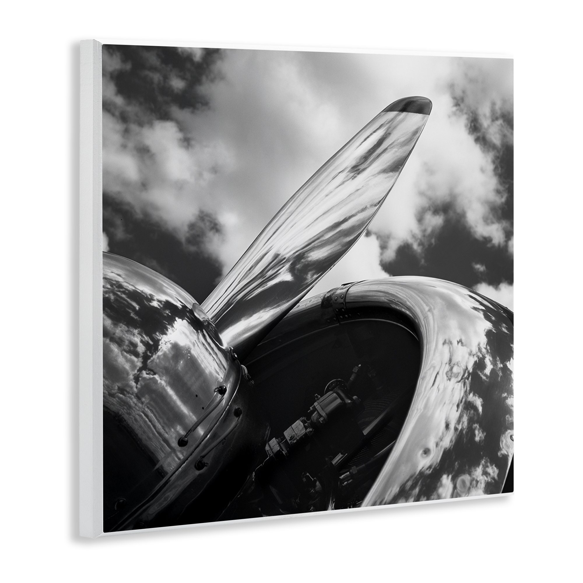 Stupell Industries Propeller with Cloud Reflection Transportation Photography Unframed Art Print Wall Art, 12 x 12