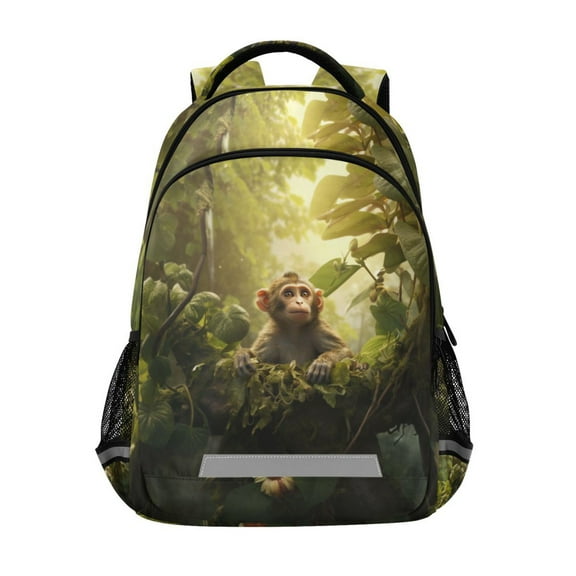 ALAZA Monkey in Forest Backpack Elementary School Bag Bookbag Travel Rucksack