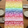 thumbnail image 5 of Dandelion 72 Inch Table Runner, Rainbow Stripes Modern Minimalist Flowers Farmhouse Dresser Scarf Cotton & Linen Tablerunner for Dining/Kitchen Island/Holiday Party Décor 13" x 72", 5 of 9