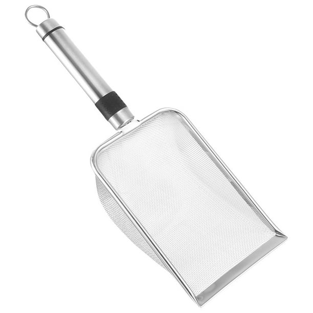 BRIGHTFUFU Pala para arena de gatos de acero inoxidable, pala para arena, pala metálica para residuos de gatitos y excrementos