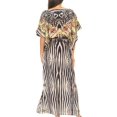 thumbnail image 2 of Sakkas Delma Women's Long Maxi Column V-neck Short Sleeve Slim Dress with Print - ZBK289-Black - One Size Regular, 2 of 5