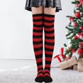 thumbnail image 4 of Striped Socks Comfortable Thigh High Socks for Costume Party Black Red, 4 of 8
