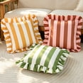 thumbnail image 6 of Throw Pillow Cover, Striped Throw Pillow, Decorative Throw Pillow Covers, Throw Pillow Covers for Couch, Ruffled Edge 18X18 Inch Soft Removable Cover for Couch Beds and Everyday, 6 of 9
