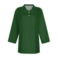 thumbnail image 4 of Mohiass 3/4 Sleeve Polo Shirts for Women Basic Button Up Tops Lapel Collared T Shirts Trendy Summer Casual Shirts Army Green S, 4 of 4