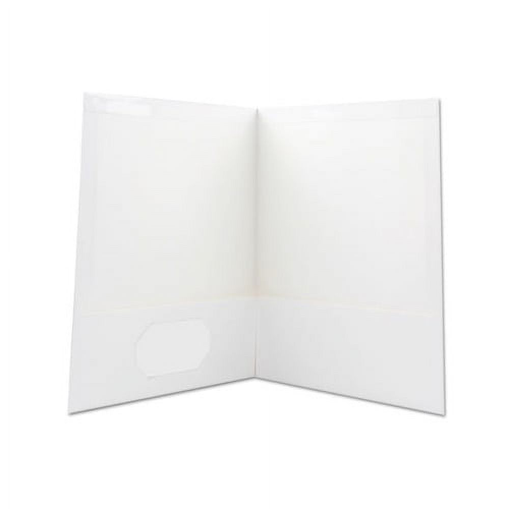 Laminated Cardboard Paper 2-Pocket 11 in. x 8-1/2 in. Portfolios - White (25/Pack)