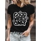 thumbnail image 5 of Good Vibes Only Women's T-Shirt, Short Sleeve Tee Shirts Casual Tops Wild Flower Crewneck T Shirt for Women, 5 of 8