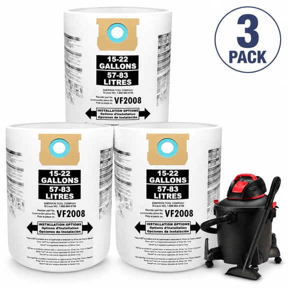 Type G 90663 9066300;Type J 90673 9067300,Replacement for Shop-Vac 15-22 Gallon Disposable Filter Bags - Type G (3-Pack)