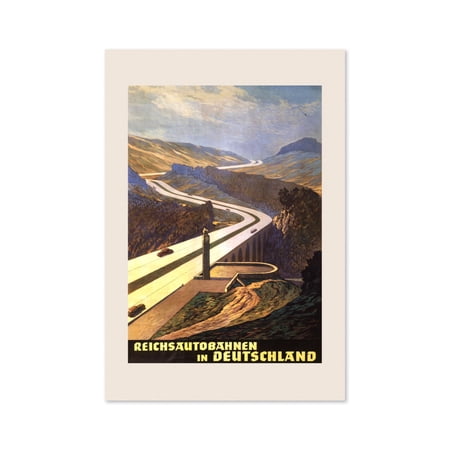 1930S Rijksautowegen In Deutschland Vintage Style Auto Travel Poster, Classic Collection Wall Art Decor, Poster Only