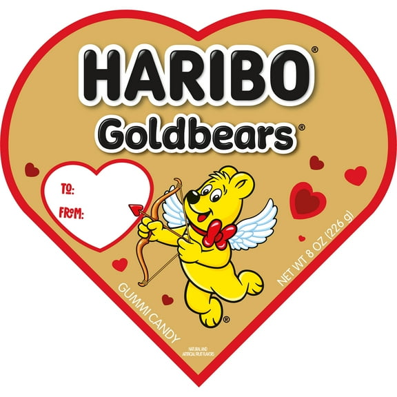 HARIBO Gummies Goldbears Valentines Assorted Fruit Flavor Gummy Candy, 8oz, Heart Gift Box
