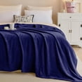 thumbnail image 5 of IR Imperial Rooms Fleece Bed Blanket 310 GSM Microfiber Lightweight Warm Winter Blanket Fluffy Cozy Plush Throw Navy Blue Twin Size, 5 of 16