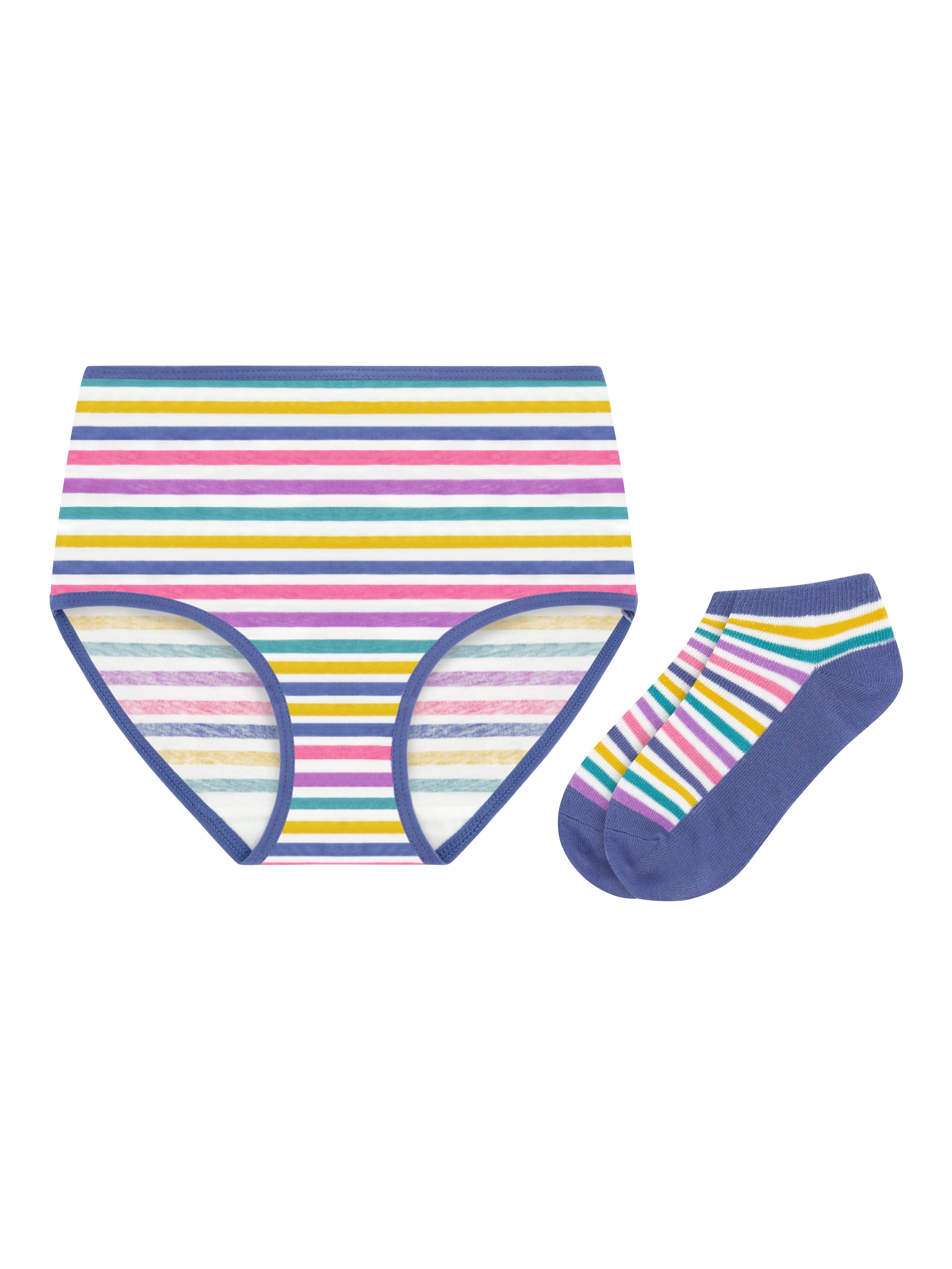 Wonder Nation Girls Cotton Underwear & Socks Bundle, 14-Pack, Sizes 4-16