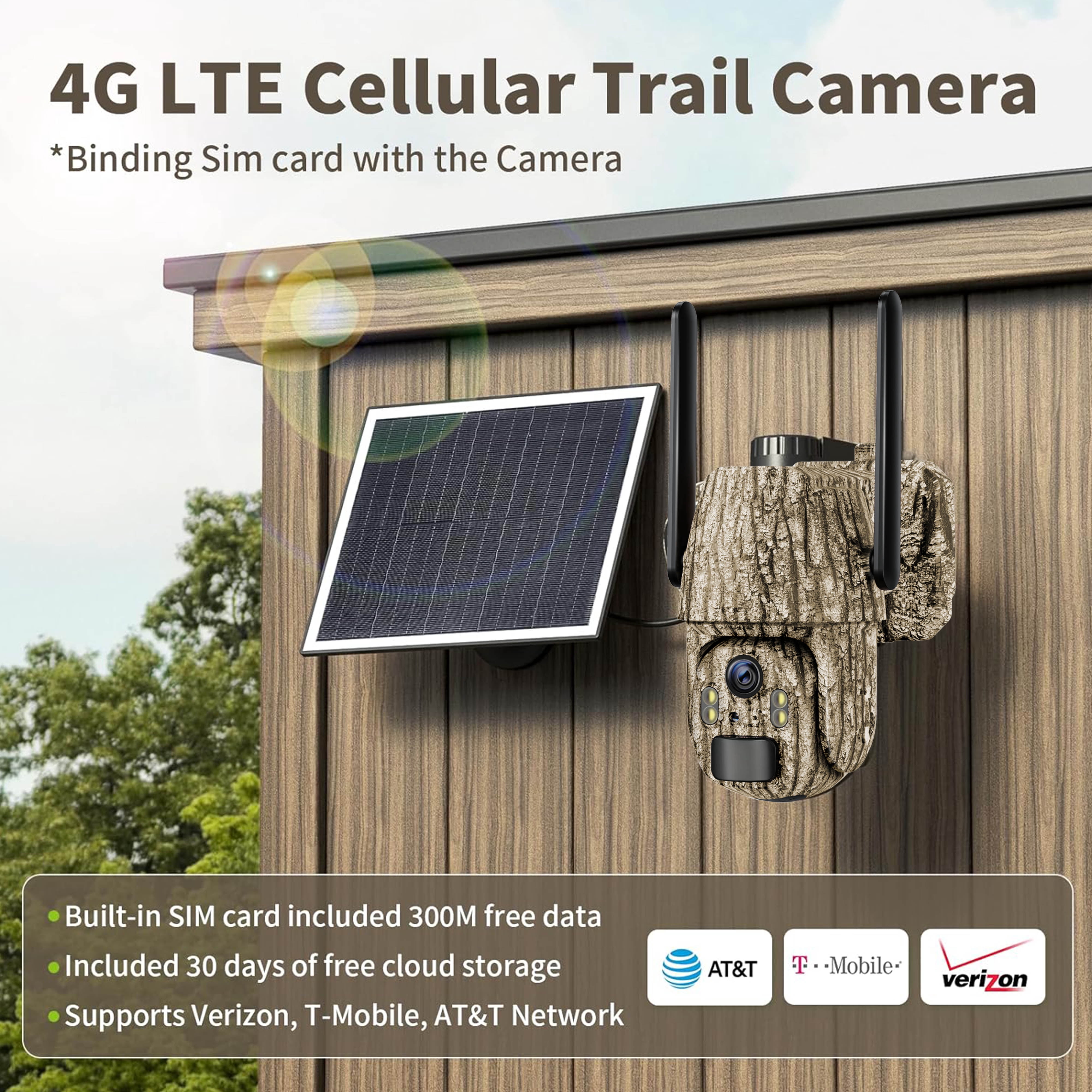 GMOX 4G Cellular Solar PTZ Trail Camera, 360° Live View Game Cam, Camo, 1 Pack