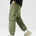 thumbnail image 4 of YLSDY Men's Baggy Cargo Pants Drawstring Elastic Waist Wide Leg Trousers with Pockets Casual Tapered Streetwear Joggers Army Green XXXXL, 4 of 9