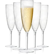 Wine Glasses 5 Pack 6 Oz Champagne Flutes Clear Glasses, Hard Disposable Plastic Champagne Flute Ideal for Home Daily Life Wedding Toasting Drinking Champagne