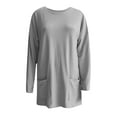 thumbnail image 3 of Up to 60% off Fall 3/4 Sleeve Shirts for Women Women's sexy fashion pullover round neck long sleeve pocket T-Shirt, Gray M, 3 of 4