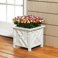 thumbnail image 2 of ZOPan Set of 2 Chippendale Planter Boxes, White – Outdoor Flower Holder for Garden, Patio and Lawn – 14 ¾” sq. x 13 ¼ H Overall, 2 of 10