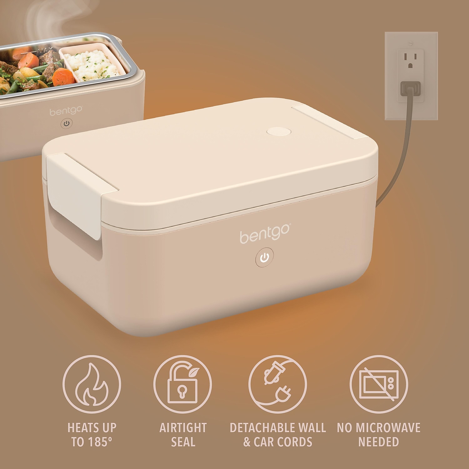 bentgo Heated Electric Bento Box Latte 42.4 oz. (BGHEATBX-LT)