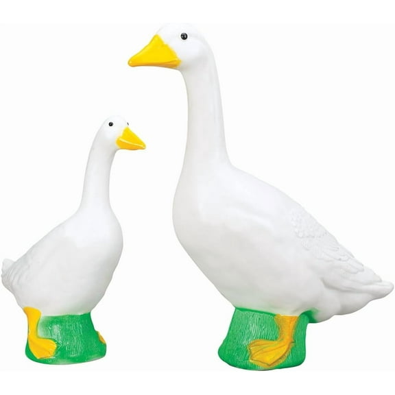 2Pcs Goose Statue, Large White Geese Garden Statues, Resin Porch Goose Wild Goose Outdoor Lawn Statue Art Decor Ornament for Home Decor Housewarming Gifts