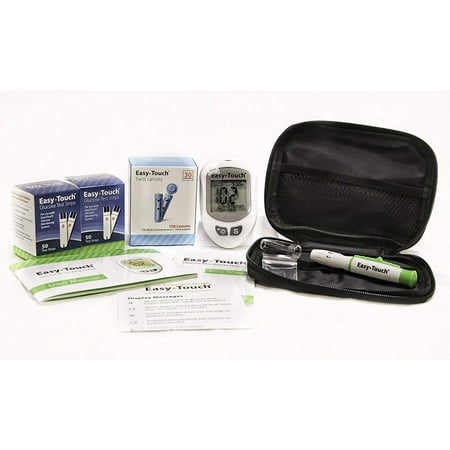 EasyTouch Diabetes Testing Kit, EasyTouch Blood Glucose Meter, 100 EasyTouch Blood Glucose Test Strips, 100 EasyTouch Lancets, EasyTouch Lancing Device, Owner's Manual, Logbook, and Carrying